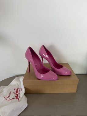 Christian Louboutin Barbie Pink Patent Leather Pointed-Toe Pumps Sz 40
